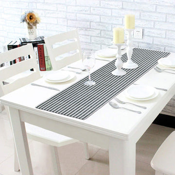 Buy Grey Colour Cotton Ribbed Table Runner Online - HOKIPO | Har Ghar ka Humsafar