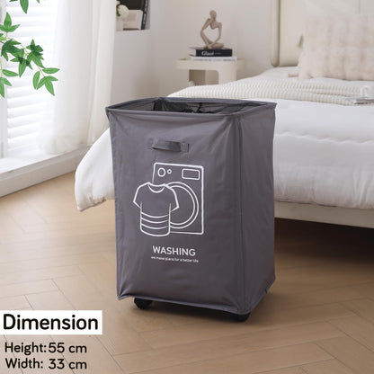 Laundry Basket Bag with Wheels Hamper, Grey