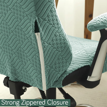 HOKIPO Elastic Jacquard Chair Slipcover for Gaming Chair, Green