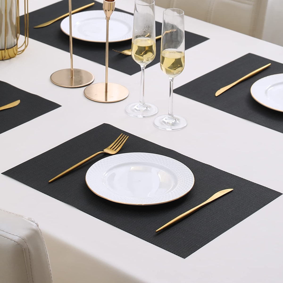 PVC Dining Table Mats, Jet Black