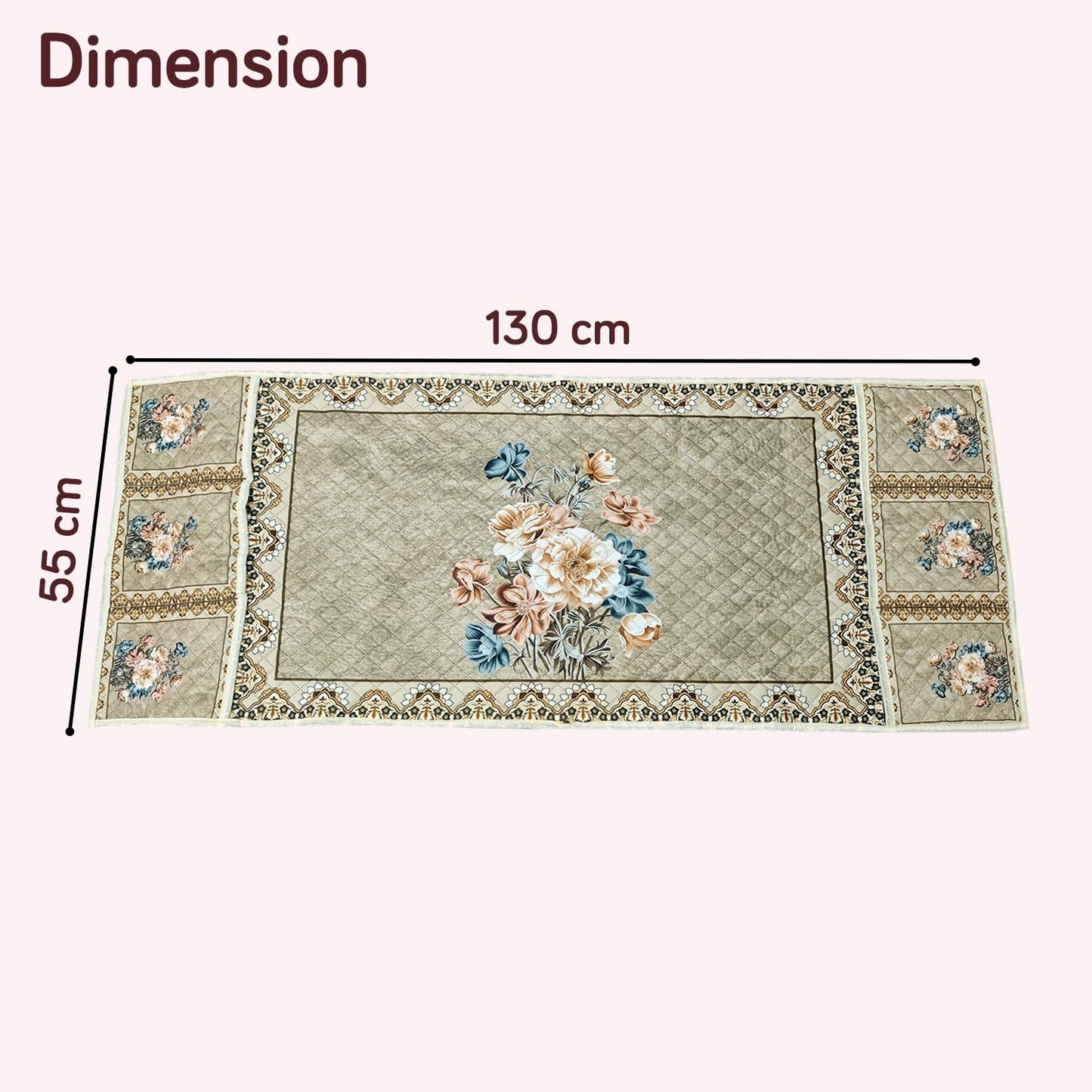 Eternal Floral Printed Quilted Fridge Top Cover with side Pockets - Whispering Roses