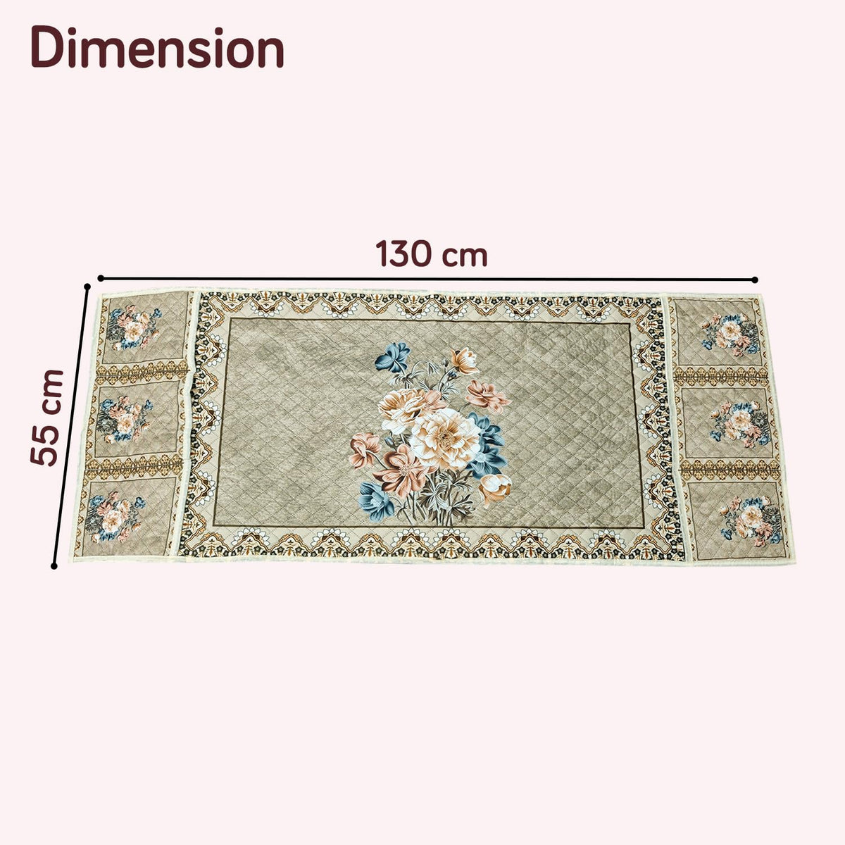 Eternal Floral Printed Quilted Fridge Top Cover with side Pockets - Whispering Roses