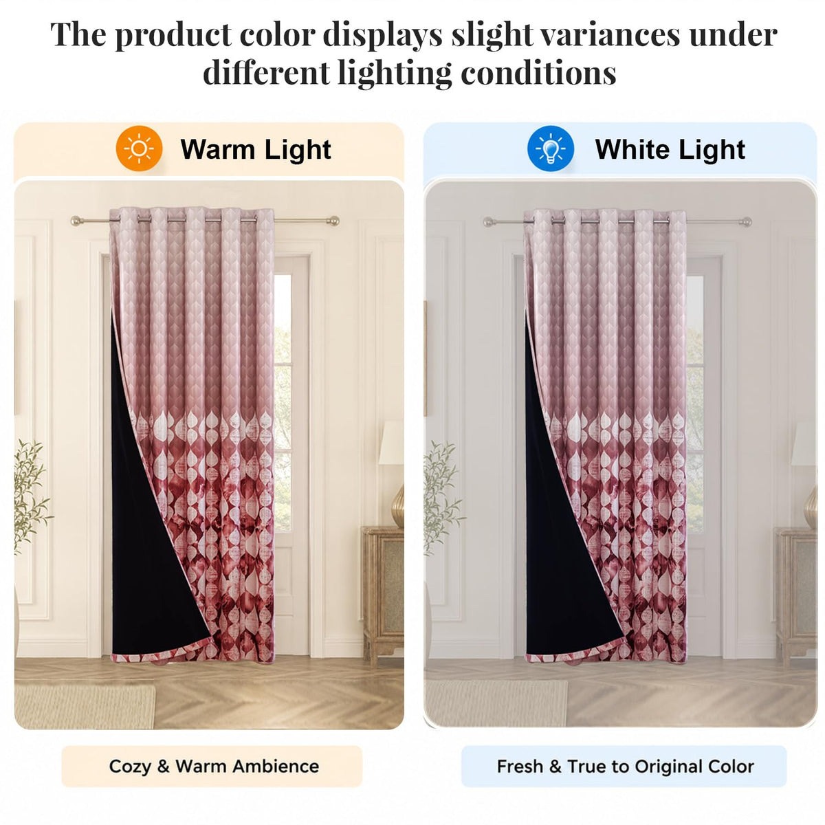 HOKIPO Twilight Curtains, 7 Feet Long - Raindrop Mosaic Rose Pink - image 6