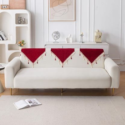 Serenity Tassel Chenille Sofa Cover with Tassel – Crimson Ruby