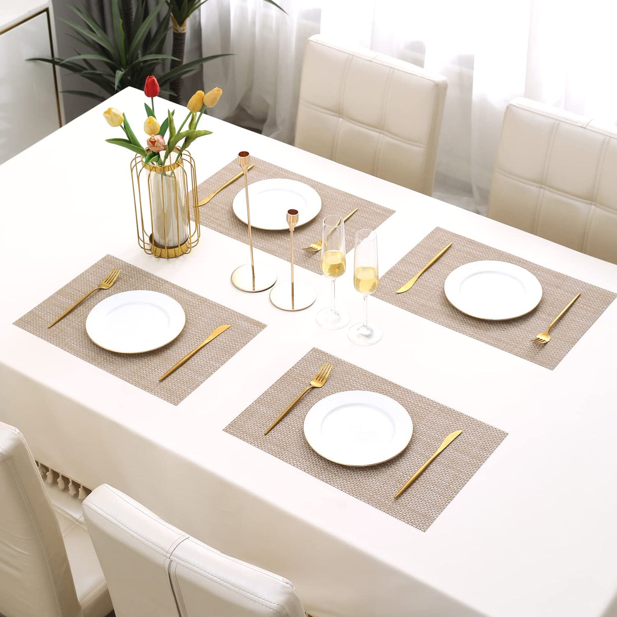 PVC Dining Table Mats, Beige