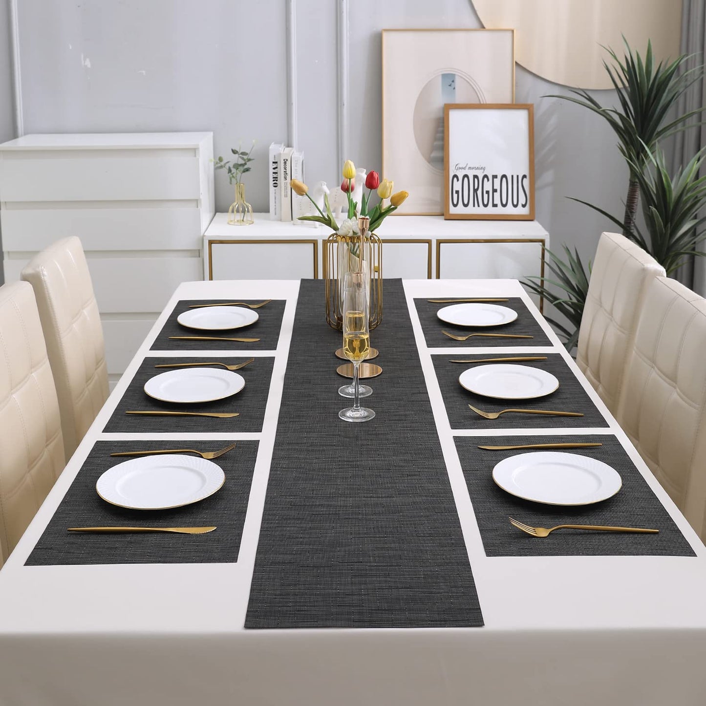 PVC Dining Table Mats, Black