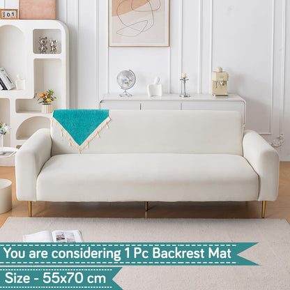 Serenity Tassel Chenille Sofa Cover with Tassel – Ocean Teal