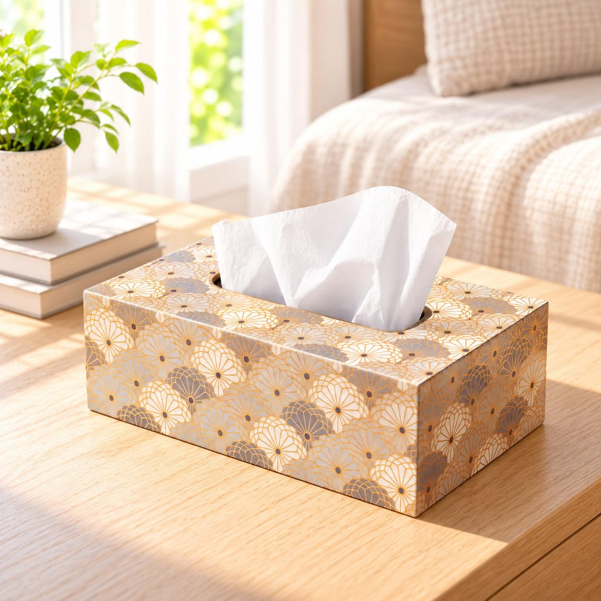 HOKIPO Tissue Box Holder, Rectangle, Engineered Wood, Swarna Vriksha - image 10