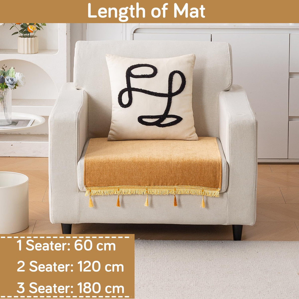 Serenity Tassel Chenille Sofa Cover with Tassel – Sunlit Amber