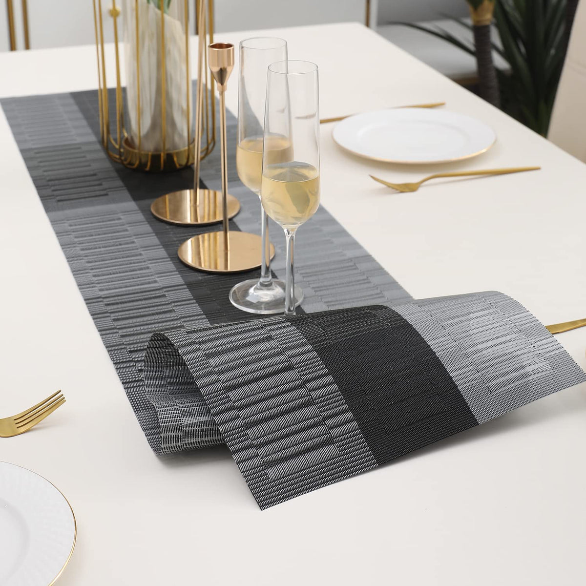 Buy Solid Grey Colour PVC Table Runner Mat | HOKIPO 