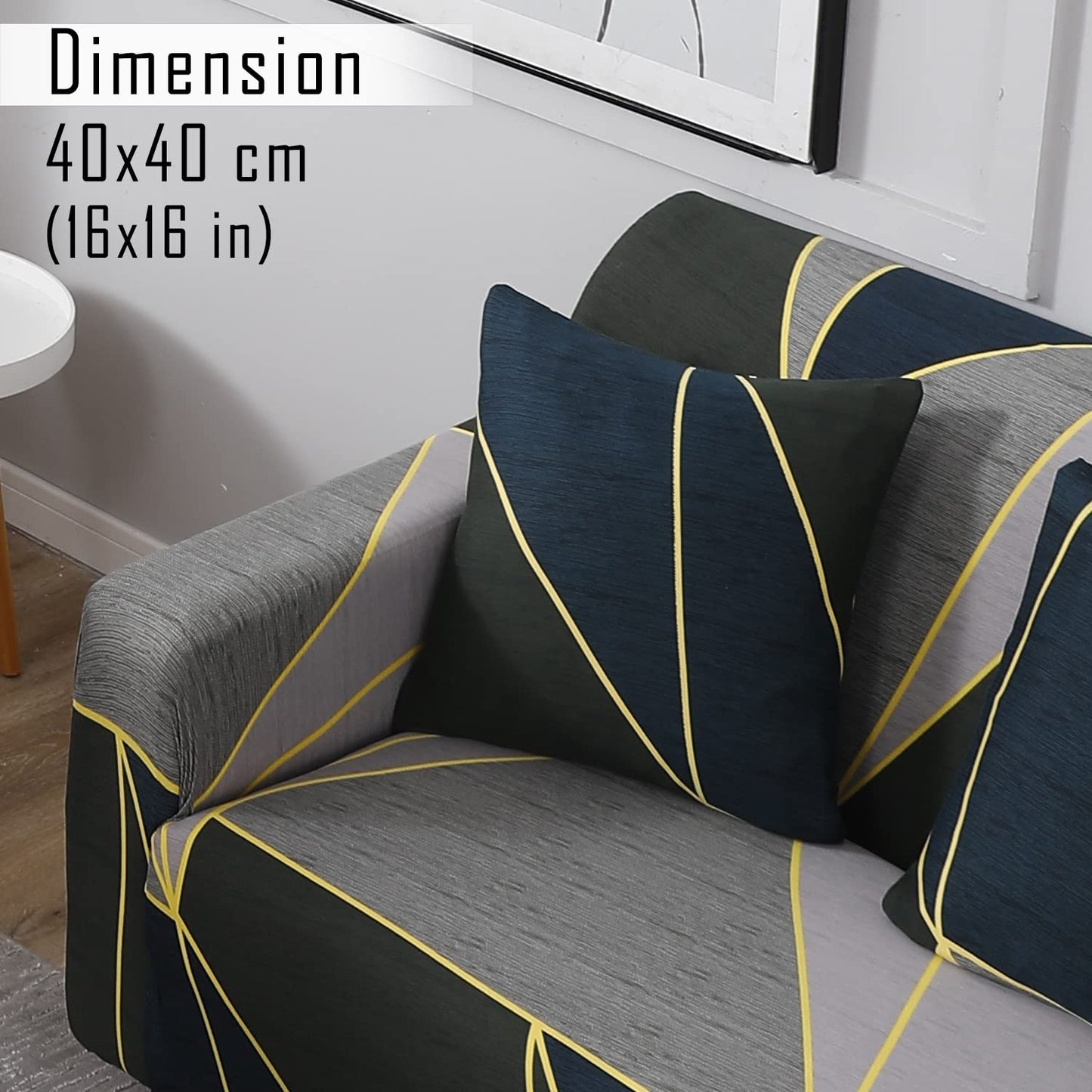 HOKIPO Stretchable Pack of 2 Cushion Cover 16x16 inch , Seaweed Geometric Abstract