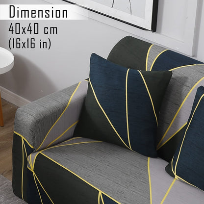 HOKIPO Stretchable Pack of 2 Cushion Cover 16x16 inch , Seaweed Geometric Abstract
