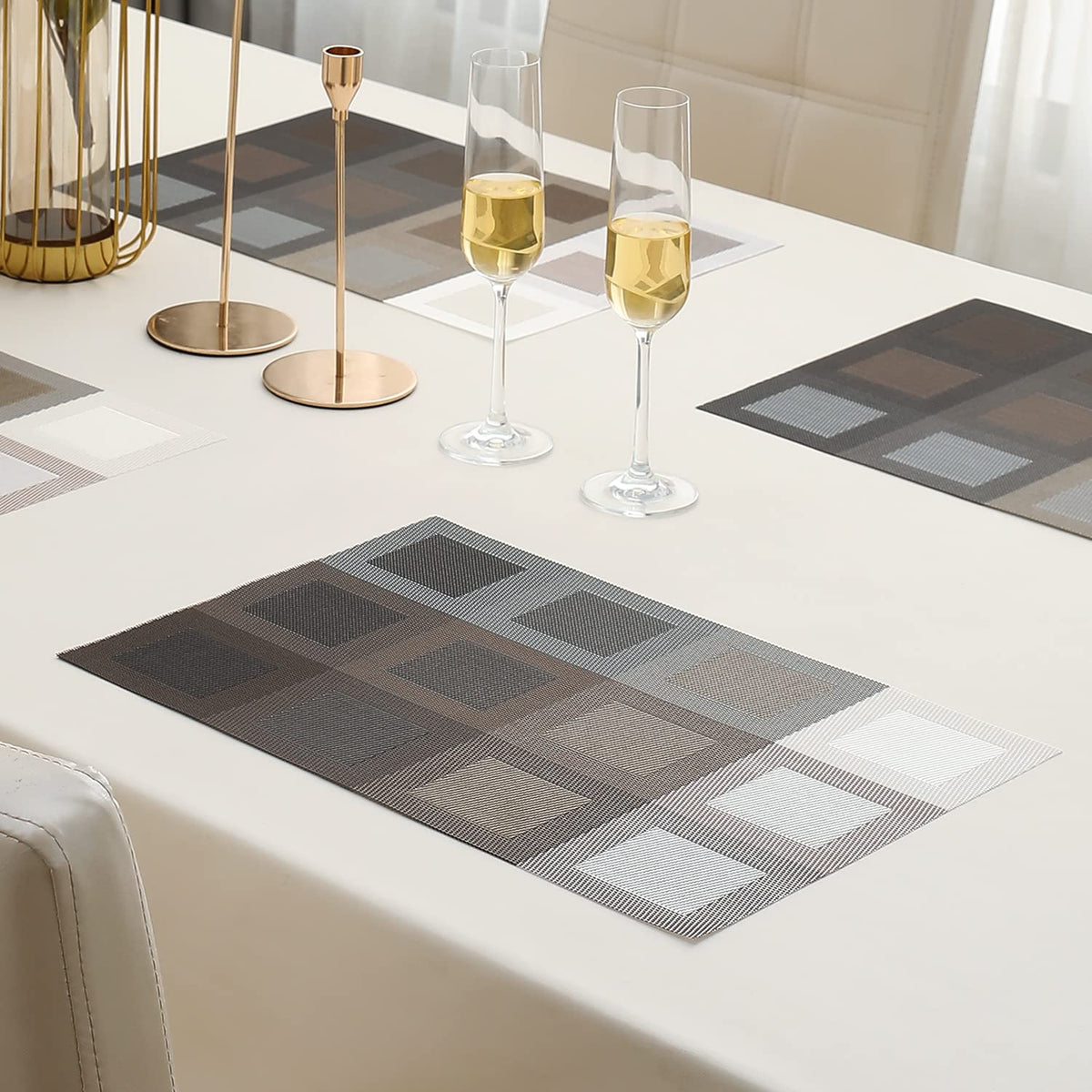 PVC Dining Table Mats, Gradient Brown