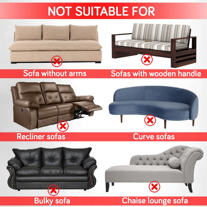 200gsm Knitting Jacquard Sofa Cover 1/2/3/4 Seater Fully Covered, Sea Blue