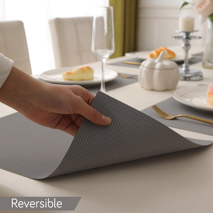 PP Waterproof Dining Table Mat, Fossil Grey