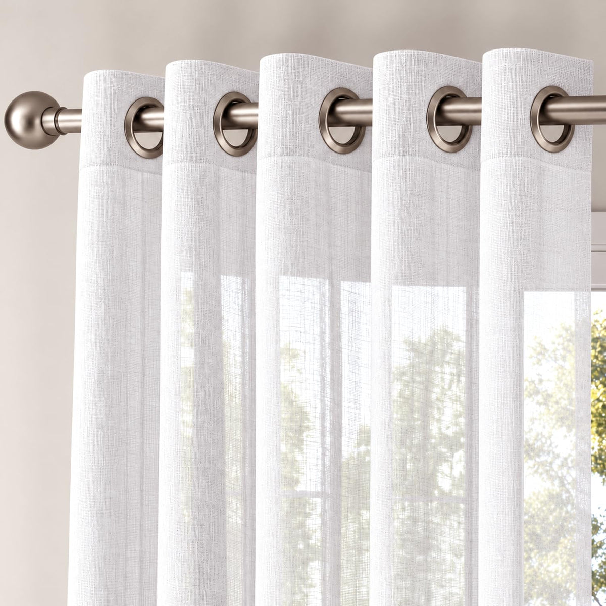 HOKIPO Breeze Sheer Curtains, 7 Feet Long - White - image 6