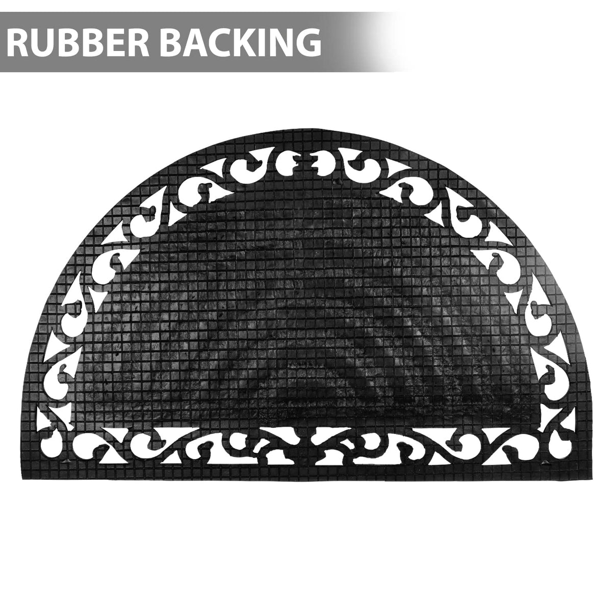 Outdoor Rubber Coir Grill Doormat, Semi-Circle, 45x75 cm