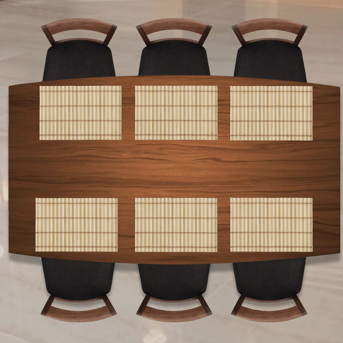Buy Beige Stripes Colour reversible bamboo dining table mat set of 6 | Hokipo
