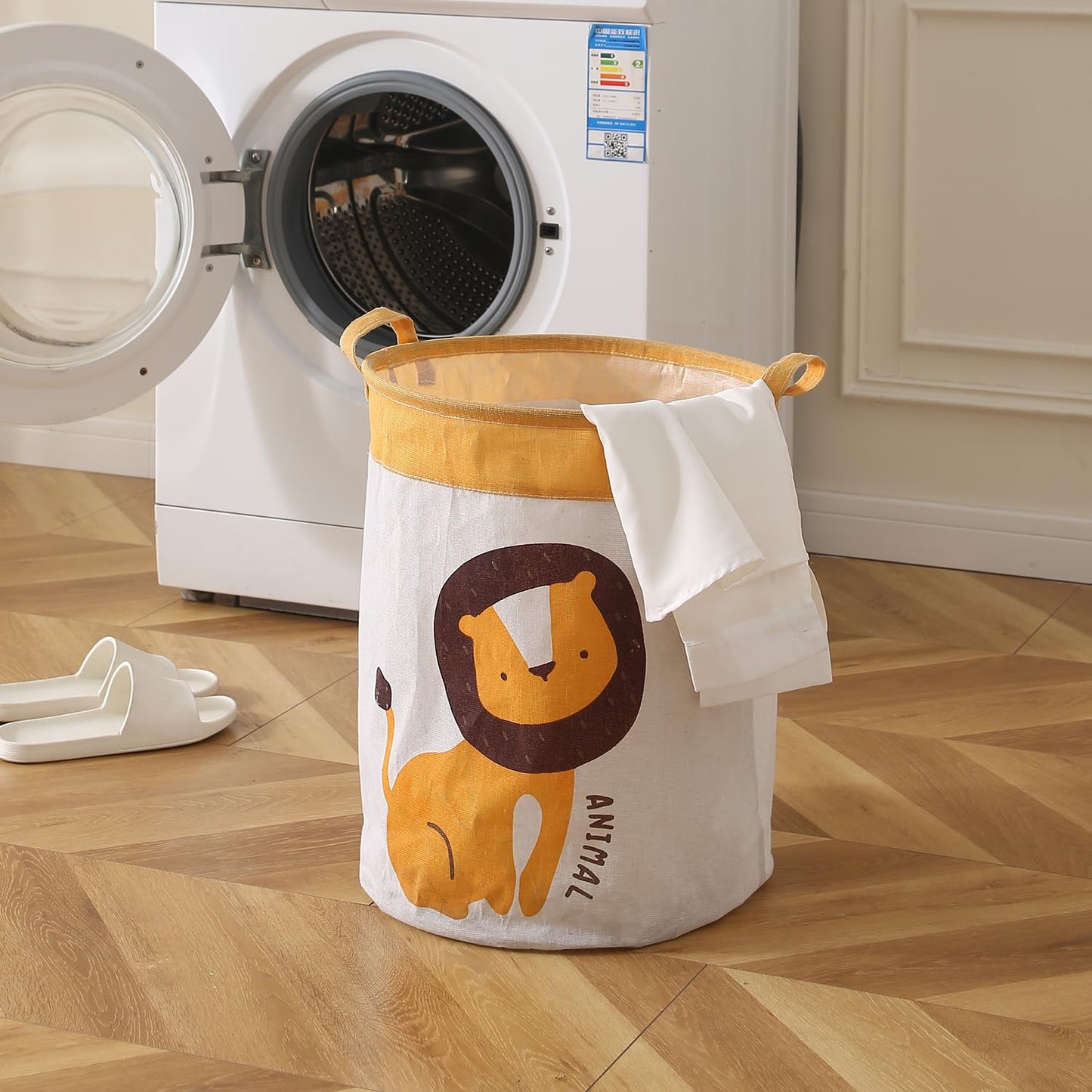 Kids Laundry Basket for Clothes, Toy Storage Bag, Lion