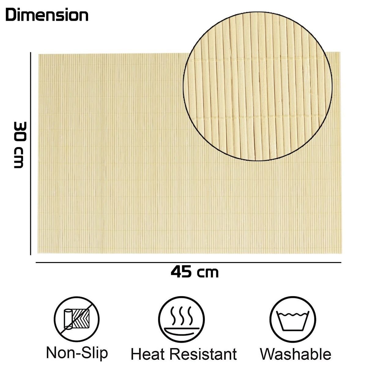 Buy Buff Beige Colour bamboo 45x30 cm table mats | Hokipo