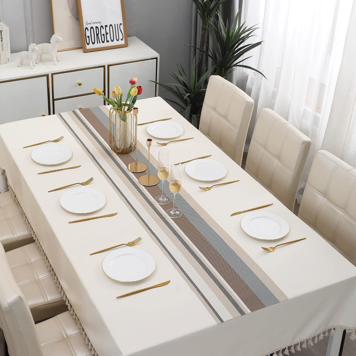 Buy Multicolour PVC Runner for 6 Seater Dining Table | HOKIPO