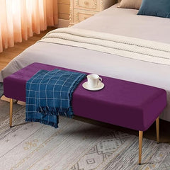 Elastic Fitted Dining Bench Slipcover, Purple