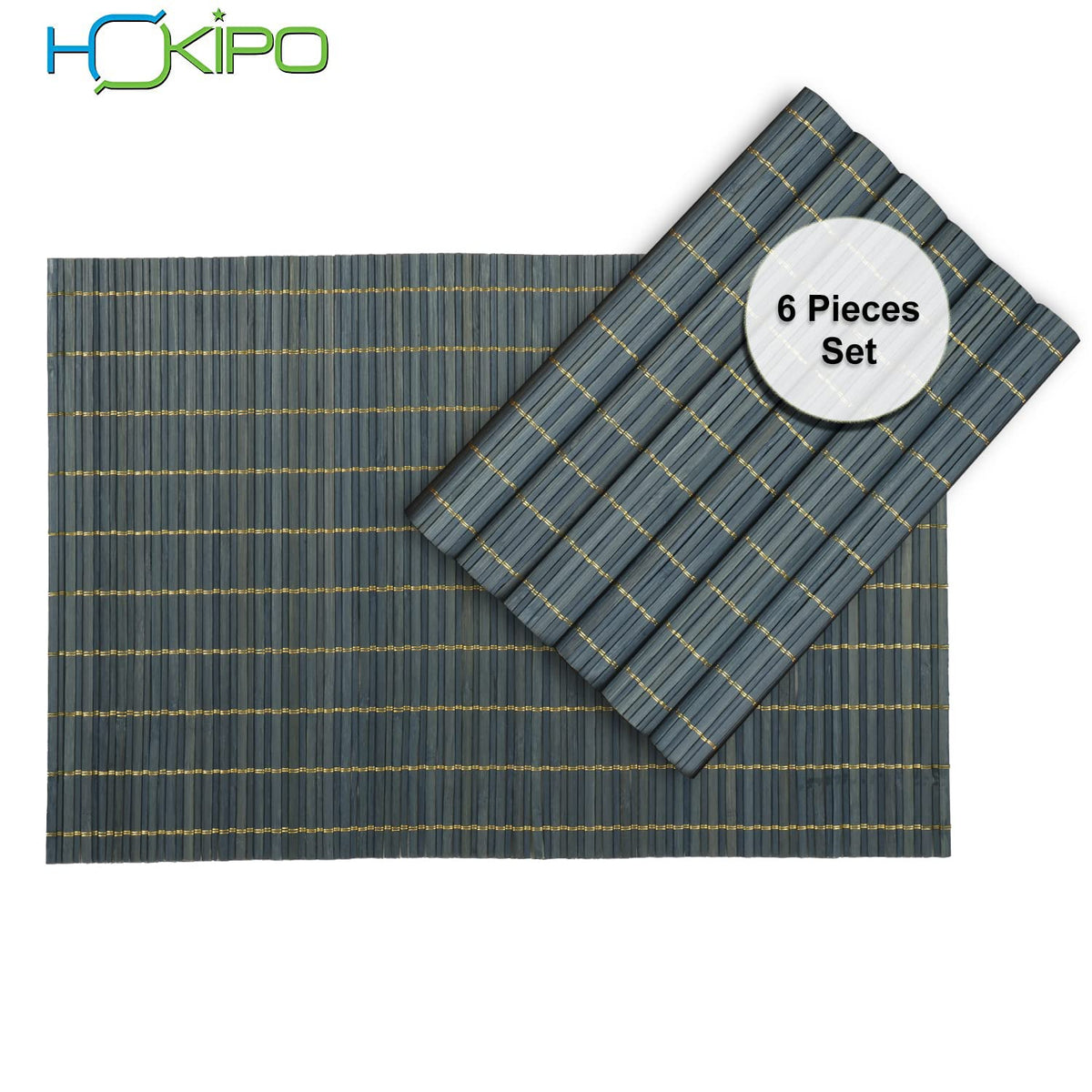 buy Prussian Blue colour bamboo placemats set of 6 | Hokipo