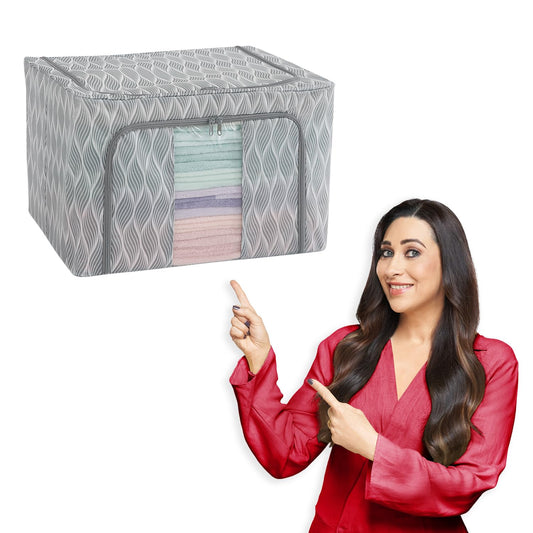 Sturdy, Stackable and Moisture Resistant Non-Woven Cloth Organiser for Storage, Grey