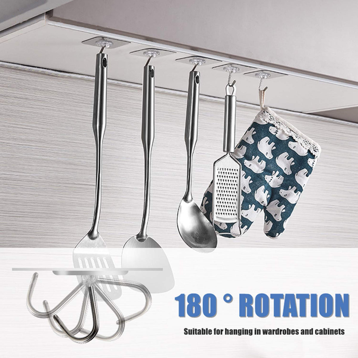 Magic Sticker Series Adhesive Hooks - Load Capacity 5 kg, Pack of 10/20, Transparent