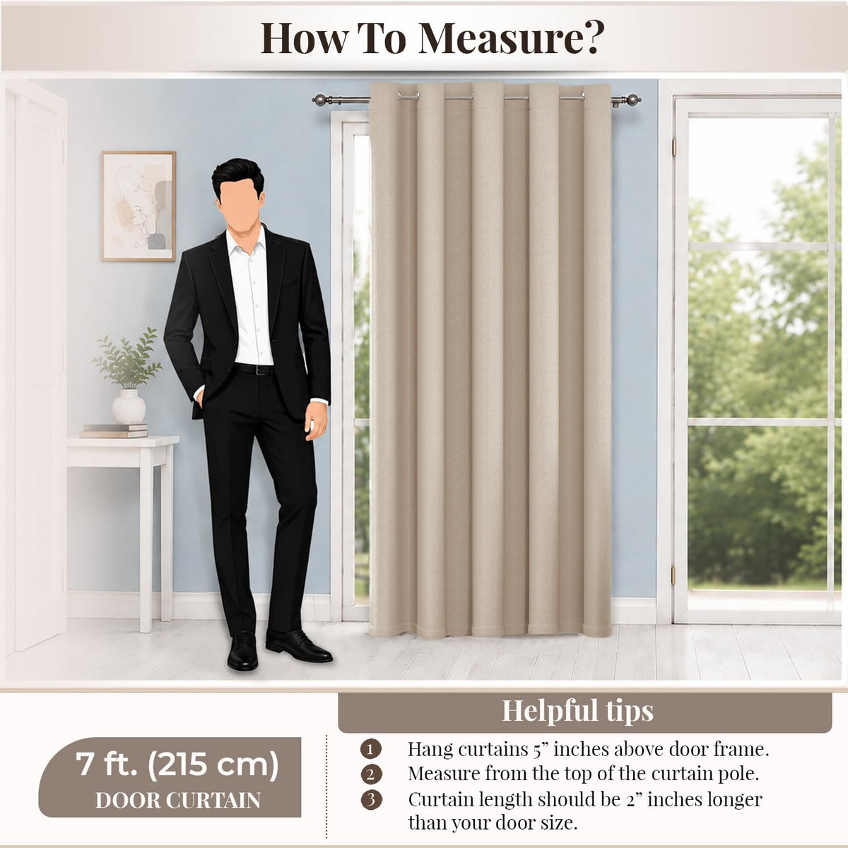 HOKIPO Atmosphere Dimout Curtains, 7 Feet Long - Almond Beige - image 8