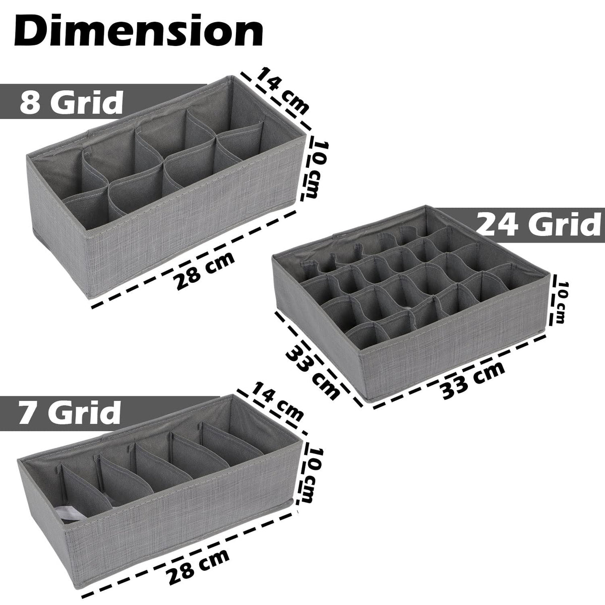 Non-Woven Fabric Undergarment Organizer Storage Box For Drawers Bra Panty Socks Tie Lingerie Organizer For Wardrobe, Grey