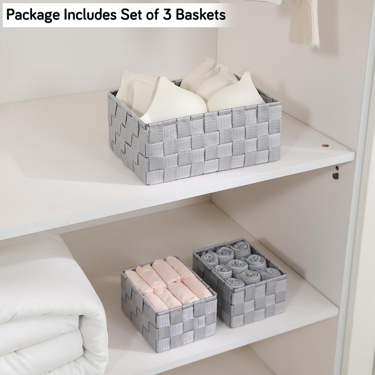 Nylon Storage Basket Desk Organizer, Grey