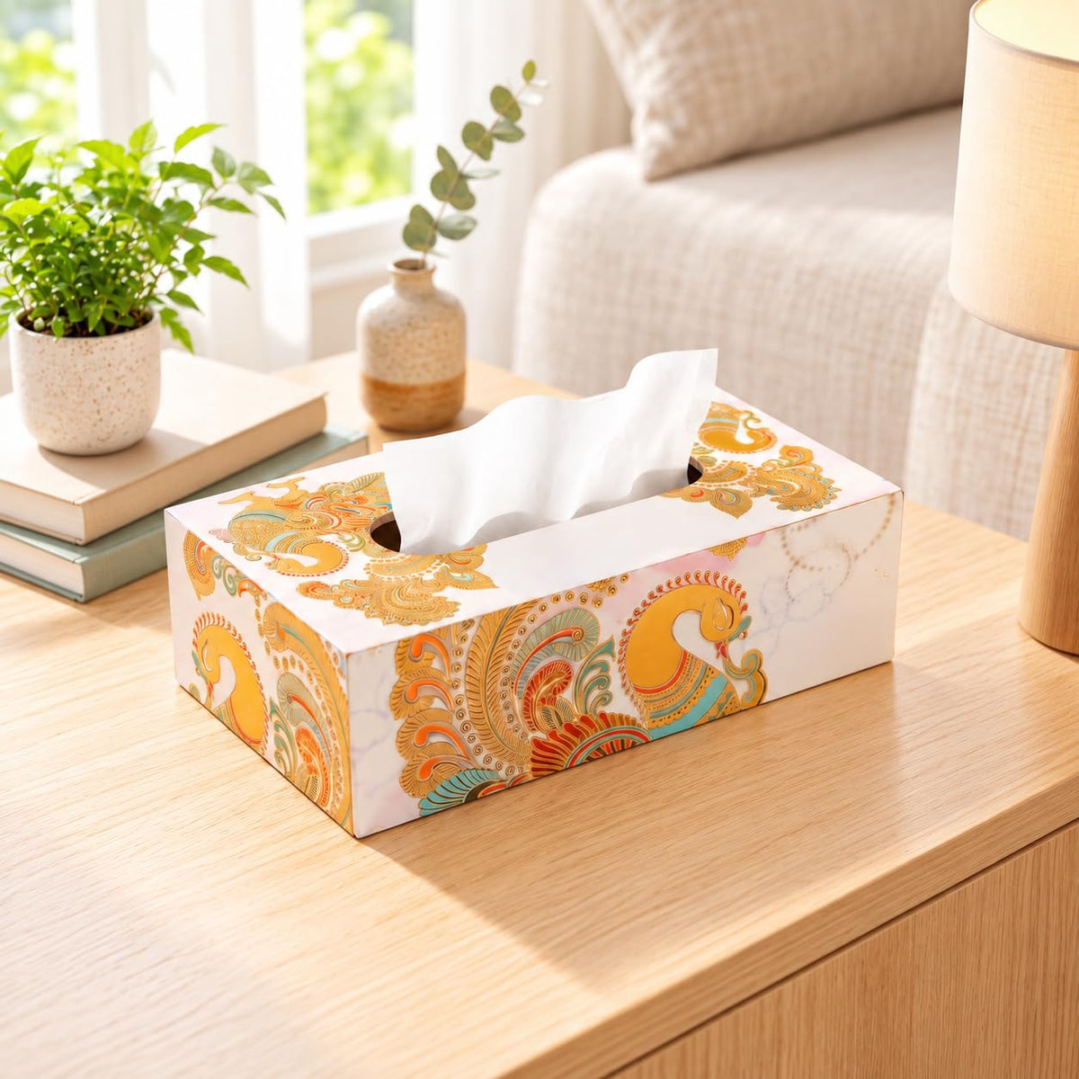 HOKIPO Tissue Box Holder, Rectangle, Engineered Wood, Mayur Mahal - image 8