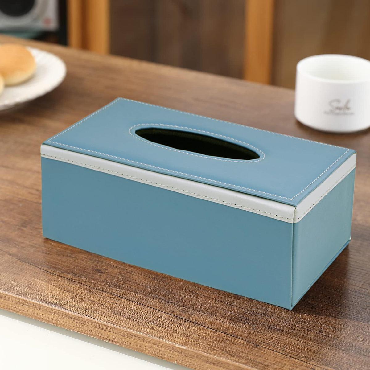 Buy Sky Blue Faux Leather Tissue Holder | HOKIPO