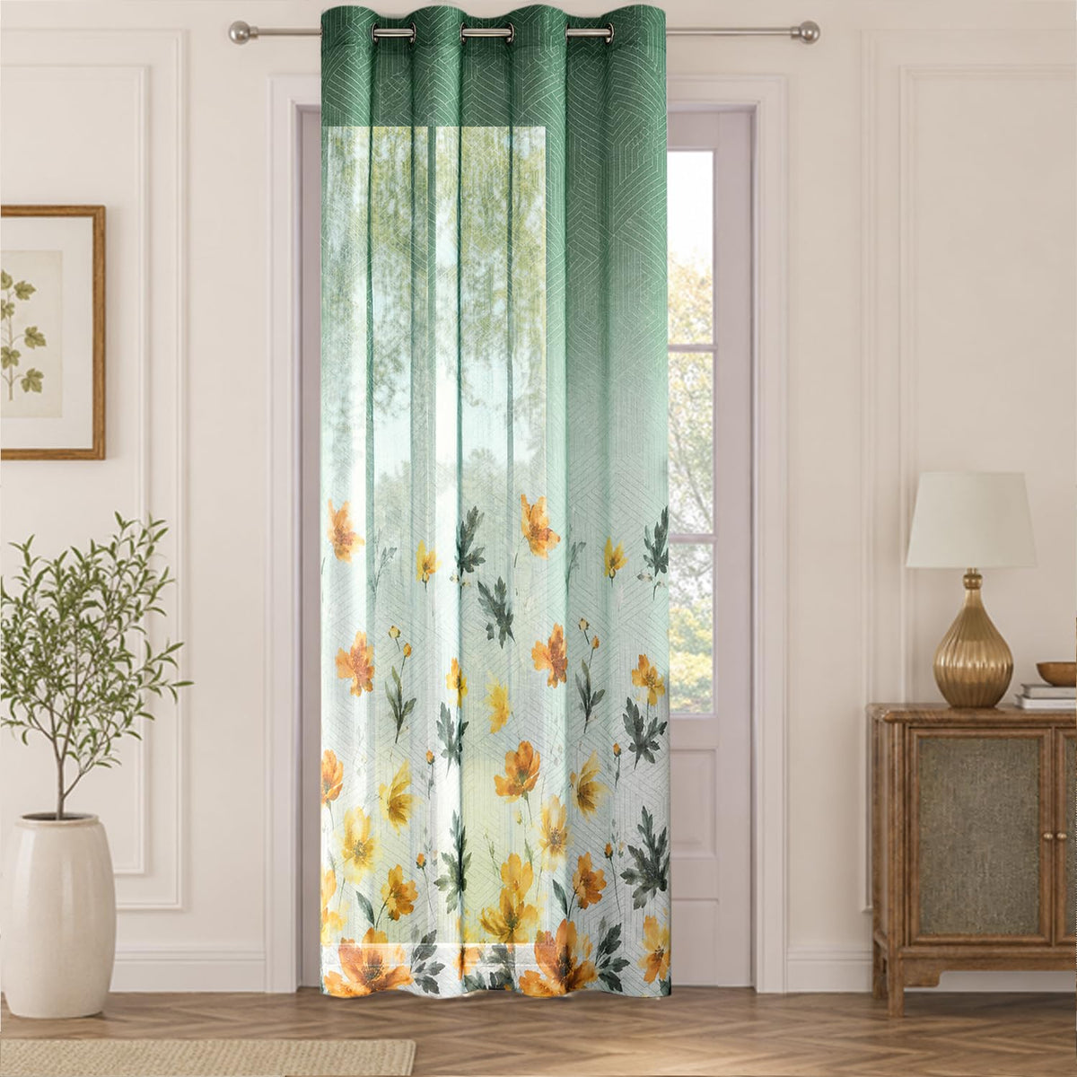 HOKIPO Petal Breeze Sheer Curtains, 7 Feet Long - Marigold Drift - image 2