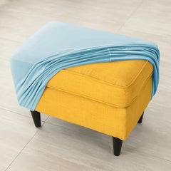 Premium 210 GSM Velvet Stretchable Ottoman Foot Rest Stool Cover, Sky Blue