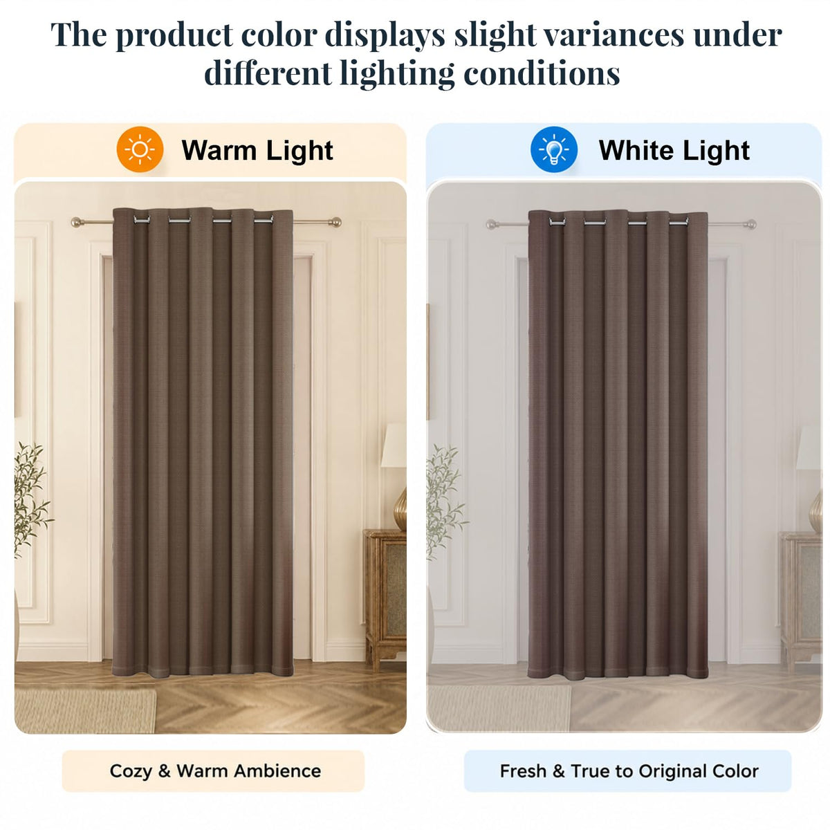 HOKIPO Horizon Dimout Eyelet Curtains, 7 Feet Long - Mocha Brown - image 6