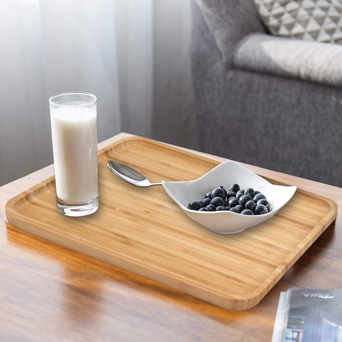 Rectangular Bamboo Serving Tray Set of 2 