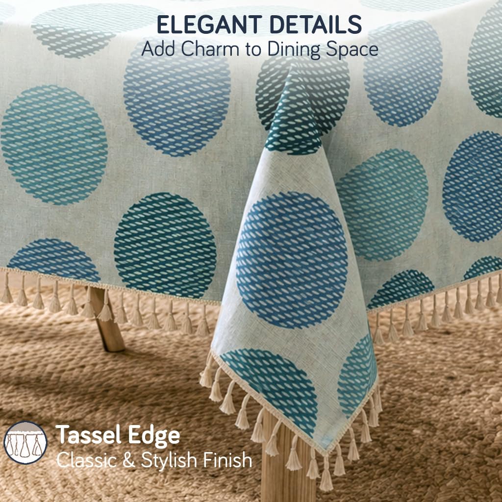 HOKIPO ShieldQuilt Table Cloth with Tassel Edge for 4/6 Seater, Arctic Circles - image 5