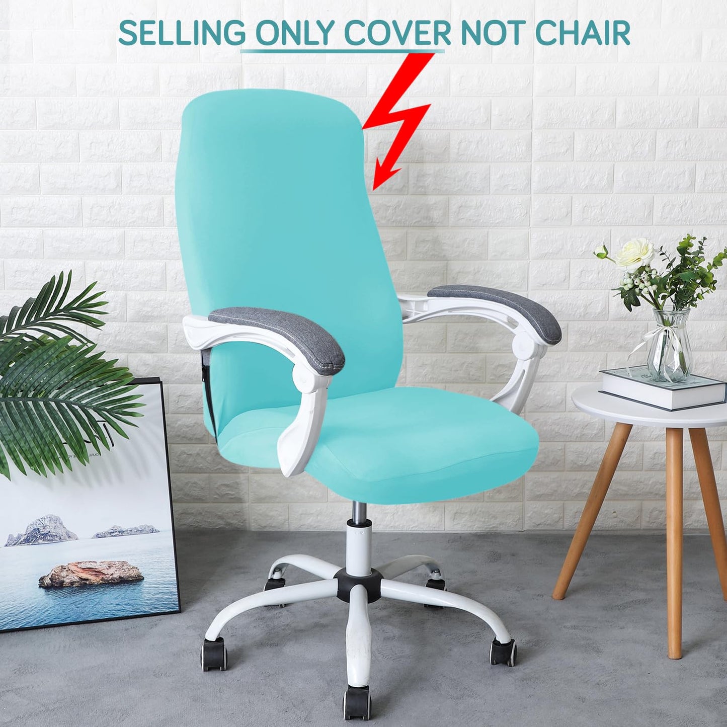HOKIPO 140gsm Stretchable Office Chair Cover, Sky Blue - Medium / Large