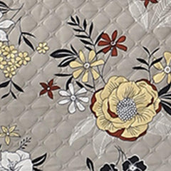 Quilted Printed Recliner Mats for 1 Seater Recliner Sofa, Floral Ash Grey