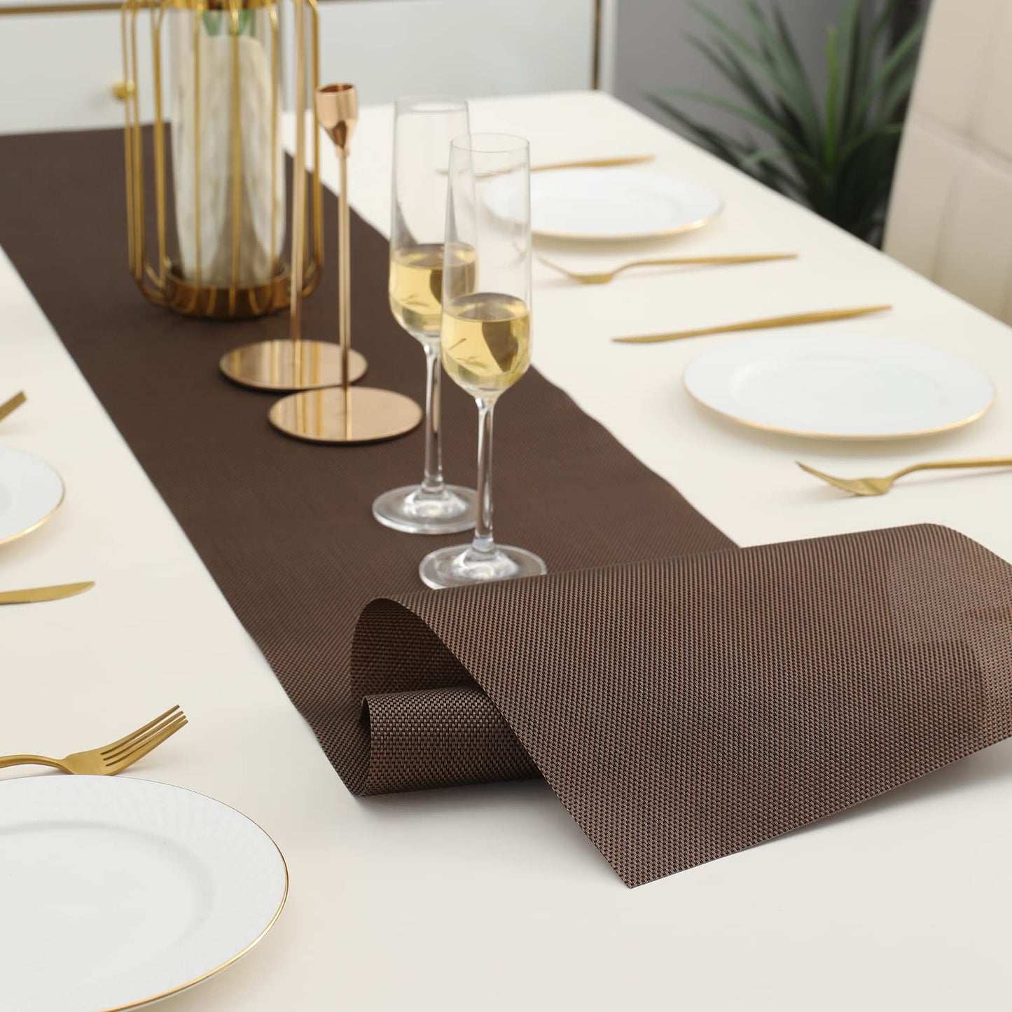 PVC Table Runner, Brown