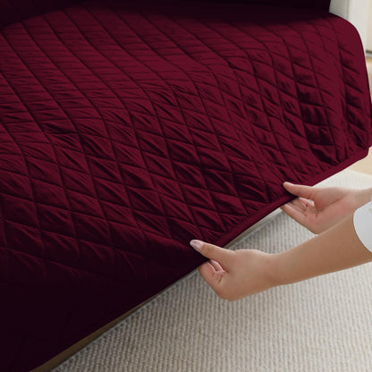 HOKIPO Waterproof Quilted Quick Dry L Shape Sofa Seat Cover Mat, Burgundy