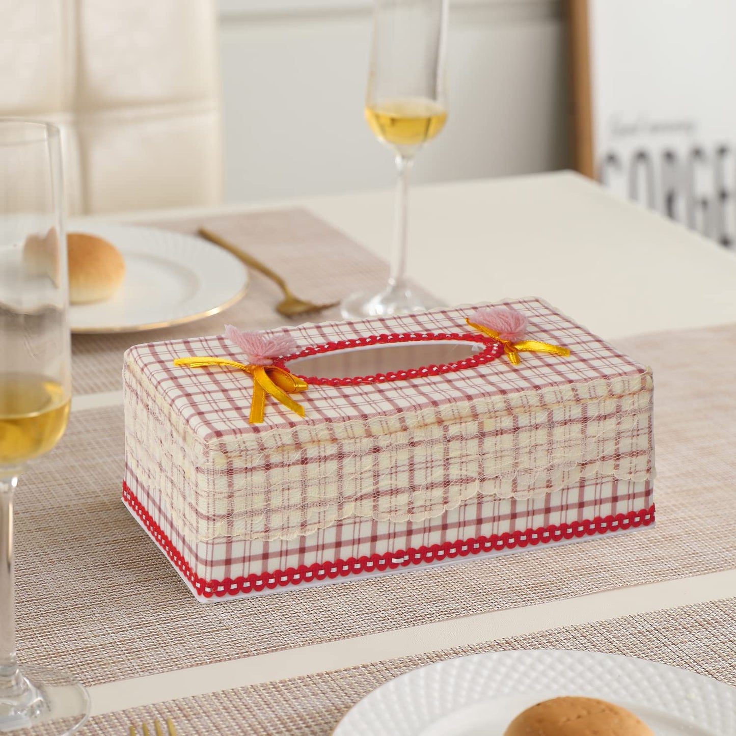 Plastic Tissue Box Holder, Red