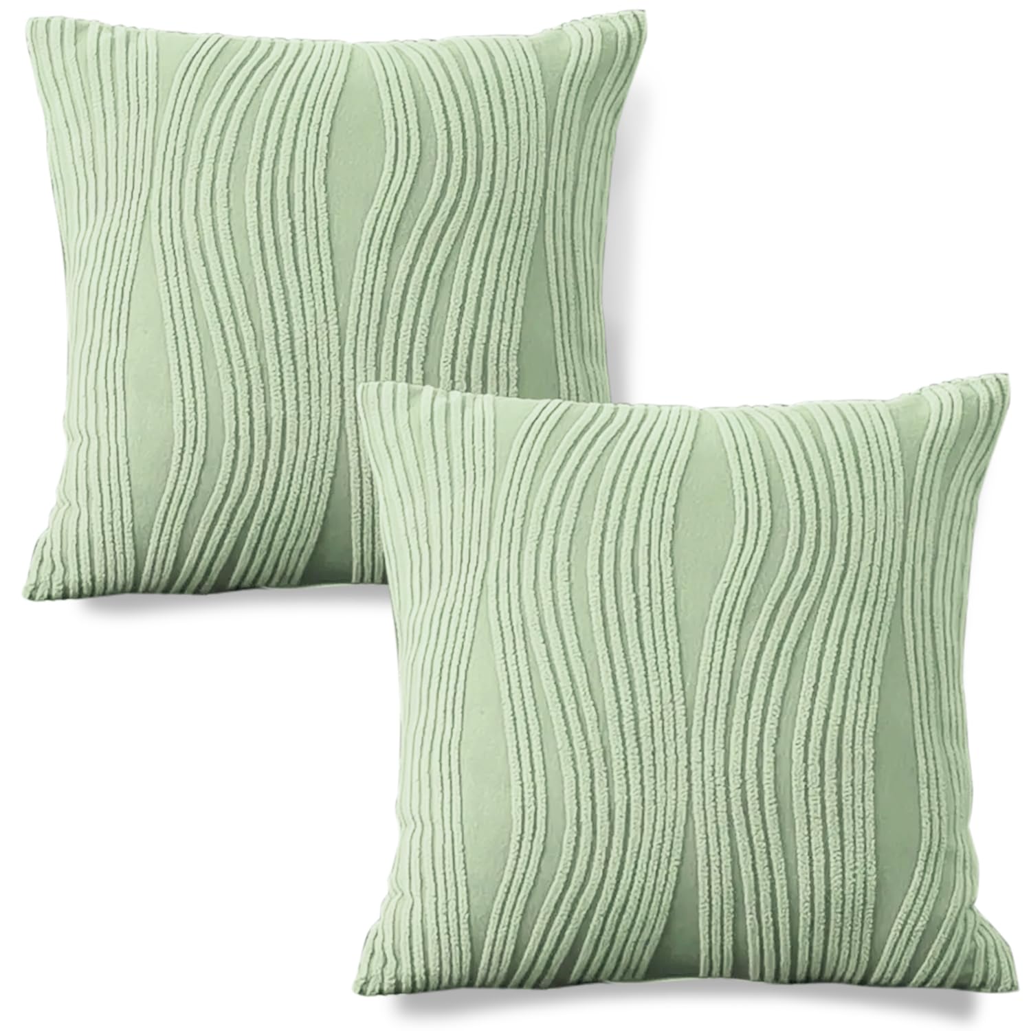 Buy Pastel Green Colour Festive Square Zippered Sofa Cushion Covers