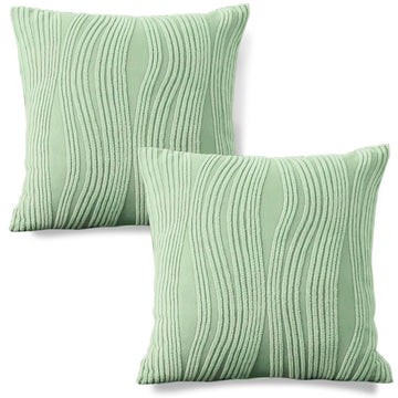 Buy Pastel Green Colour Festive Square Zippered Sofa Cushion Covers