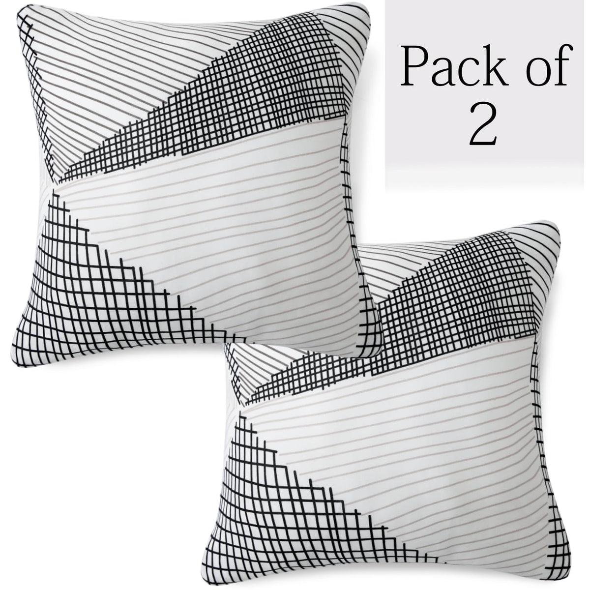 Best snow white black geometry print square cushion cover online