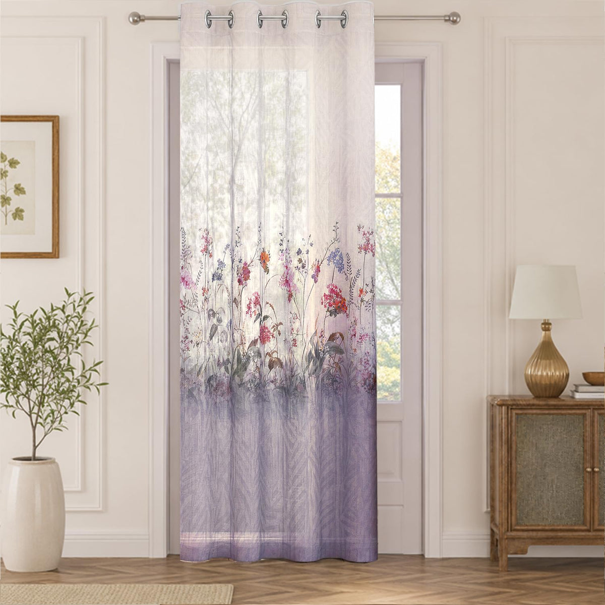 HOKIPO Petal Breeze Sheer Curtains, 7 Feet Long - Lavender Grace - image 2