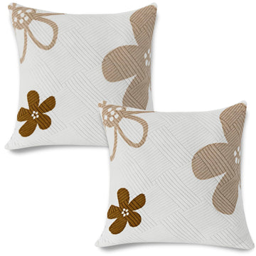Stretchable Thick Fleece Pack of 2 Cushion Cover 18x18 Inches, Russet Brown