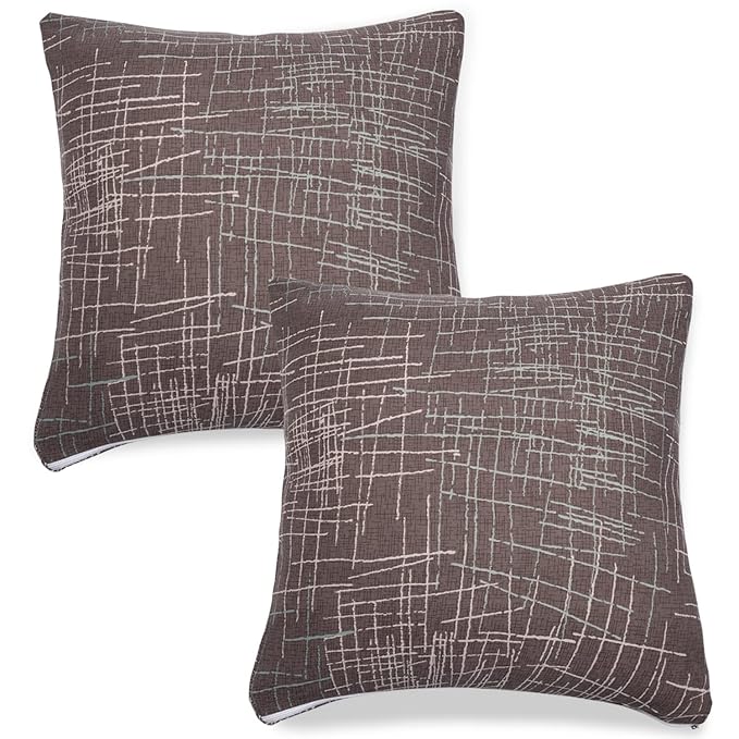 Cute Abstract Lines Brown Printed square pillow covers online